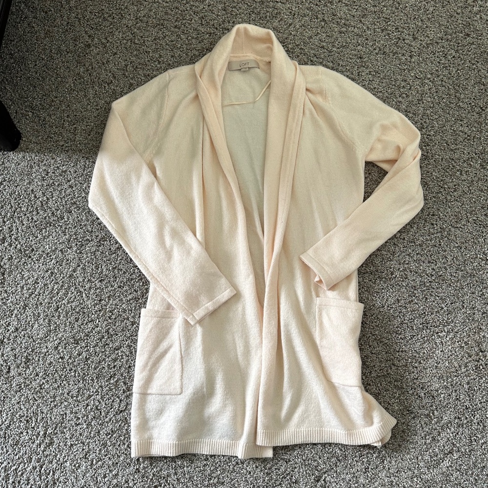 Loft cardigan long cream sweater small